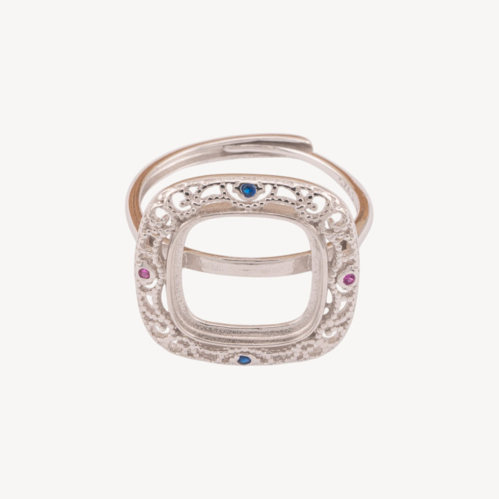 Base Per Anelli Di Argento 925 Misura Regolabile Con Castone