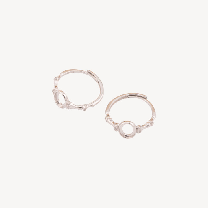 Base Per Anelli Di Argento 925 Misura Regolabile Con Castone 2pz