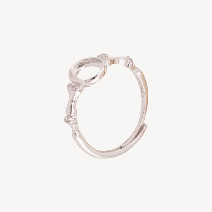 Base Per Anelli Di Argento 925 Misura Regolabile Con Castone 2pz