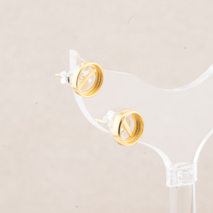 Base Per Orecchini Di Argento 925 Con Zirconi Perno Castone 4 Coppie