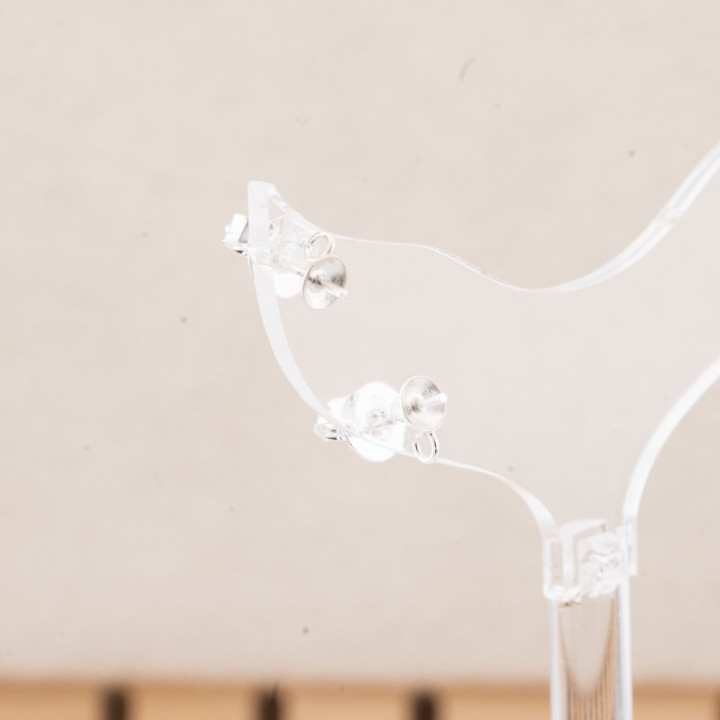 Base Per Orecchini Di Argento 925 Perno Con Coppetta Anellino E Farfalla 4mm 20 Paia Argentato