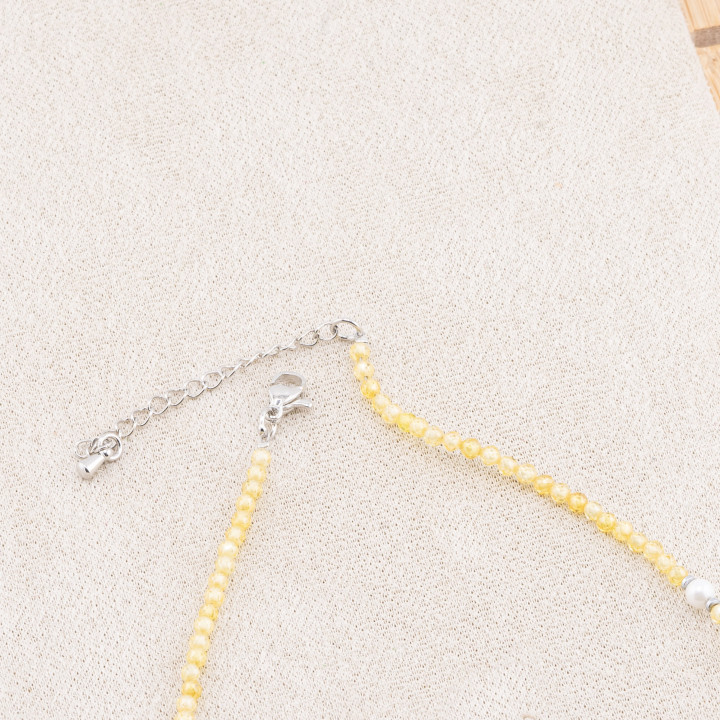 Collana con Cristalli E Perle Di Maiorca Con Chiusura e Catenina In Acciaio Rodiato 10pz