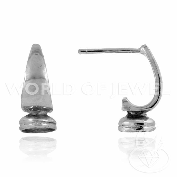 Boucles d'Oreilles Argent 925 Base Pin Avec Cuvette 6x14mm 4 Paires Rhodié