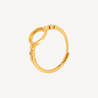 Base Per Anelli Di Argento 925 A Castone con Zirconi 8,5x9mm Misura Regolabile 1pz Dorato