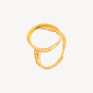 Base Per Anelli Di Argento 925 A Castone Ovale 17,5x21mm Misura Regolabile 1pz Dorato