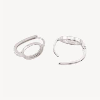 Base Per Orecchini Di Argento 925 con Monachella Chiusa e Castone Ovale 8,8x11mm 1 Coppia Rodiata