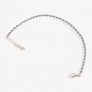 Bracciale In Argento 925 Tessuto Blu Con Moschettone Rodiato