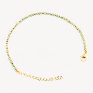 Bracciale In Argento 925 Tessuto Celeste Con Moschettone Dorato