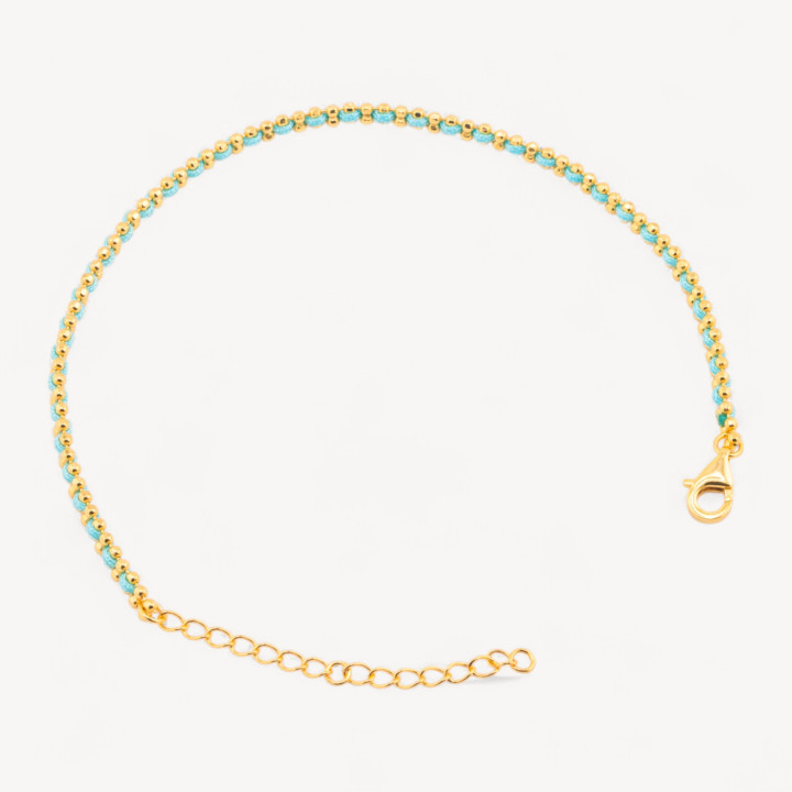 Bracciale In Argento 925 Tessuto Celeste Con Moschettone Dorato