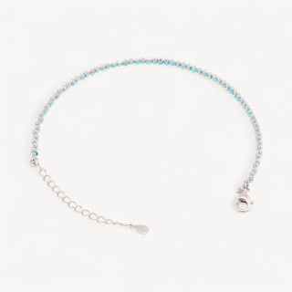 Bracciale In Argento 925 Tessuto Celeste Con Moschettone Rodiato