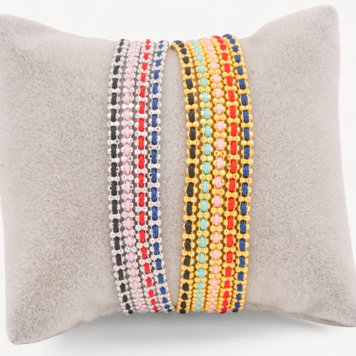 Bracciale In Argento 925 Tessuto Con Moschettone