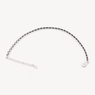 Bracciale In Argento 925 Tessuto Nero Con Moschettone Rodiato