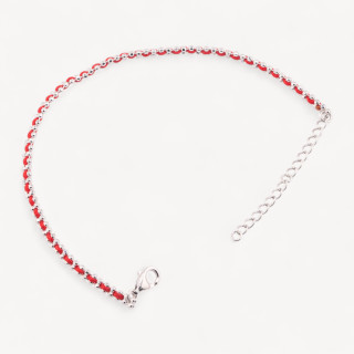 Bracciale In Argento 925 Tessuto Rosso Con Moschettone Rodiato