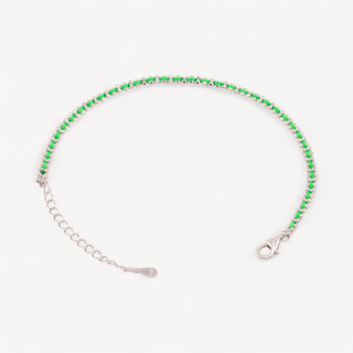 Bracciale In Argento 925 Tessuto Verde Con Moschettone Rodiato