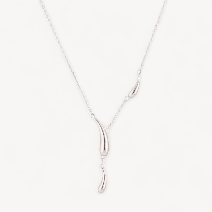 Collana In Argento 925 Con Pendenti Gocce Rodiato