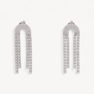 Orecchini In Argento 925 Con Zirconi 1 Coppia Rodiato