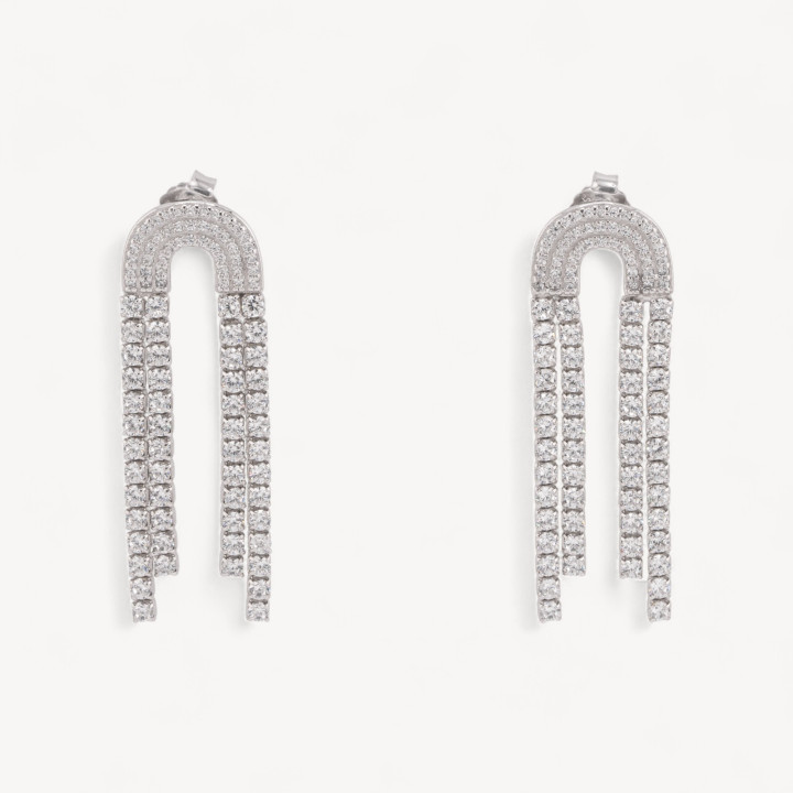 Orecchini In Argento 925 Con Zirconi 1 Coppia Rodiato