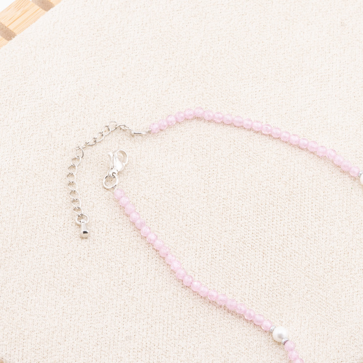 Collana con Cristalli E Perle Di Maiorca Con Chiusura e Catenina In Acciaio Rodiato 10pz