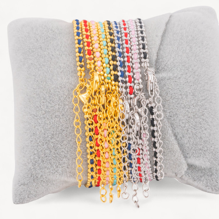 Bracciale In Argento 925 Tessuto Con Moschettone