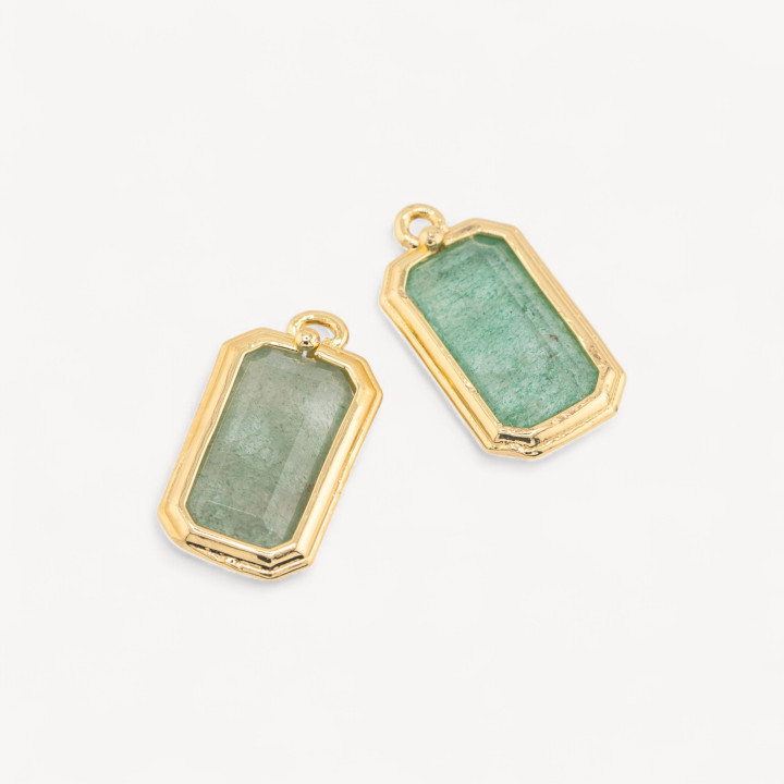 Componente Pendente Di Bronzo Con Pietre Dure Rettangolo 11x20mm 10pz