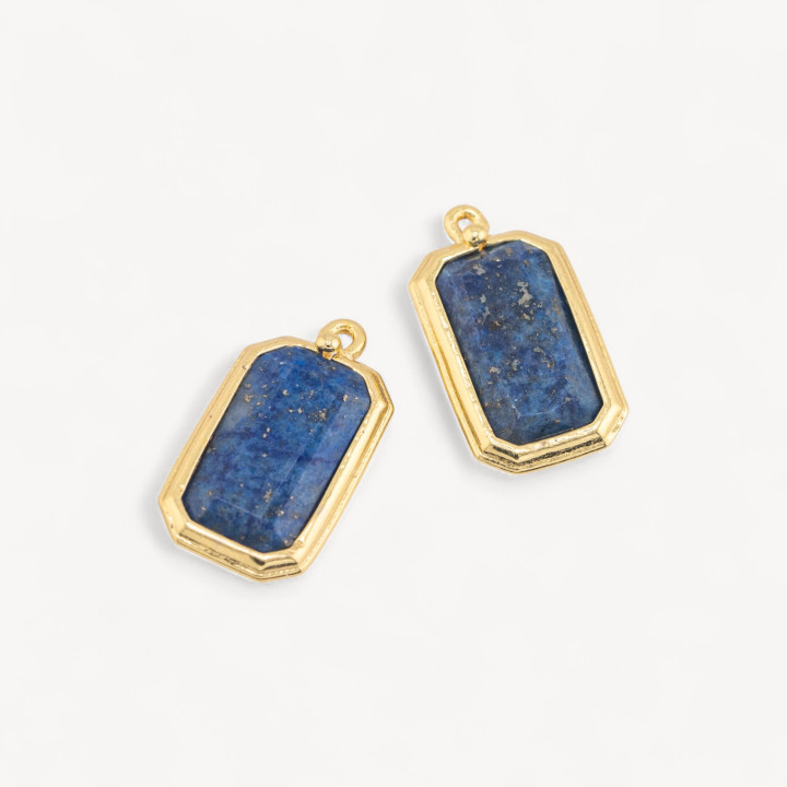 Componente Pendente Di Bronzo Con Pietre Dure Rettangolo 11x20mm 10pz