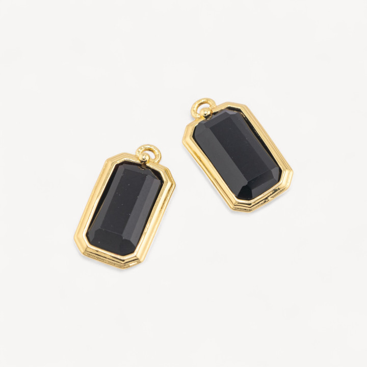 Componente Pendente Di Bronzo Con Pietre Dure Rettangolo 11x20mm 10pz