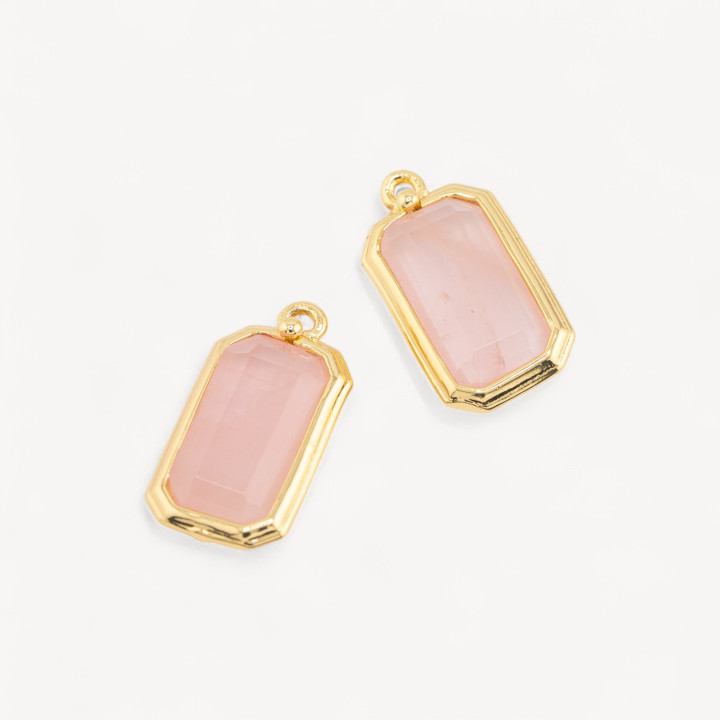 Componente Pendente Di Bronzo Con Pietre Dure Rettangolo 11x20mm 10pz