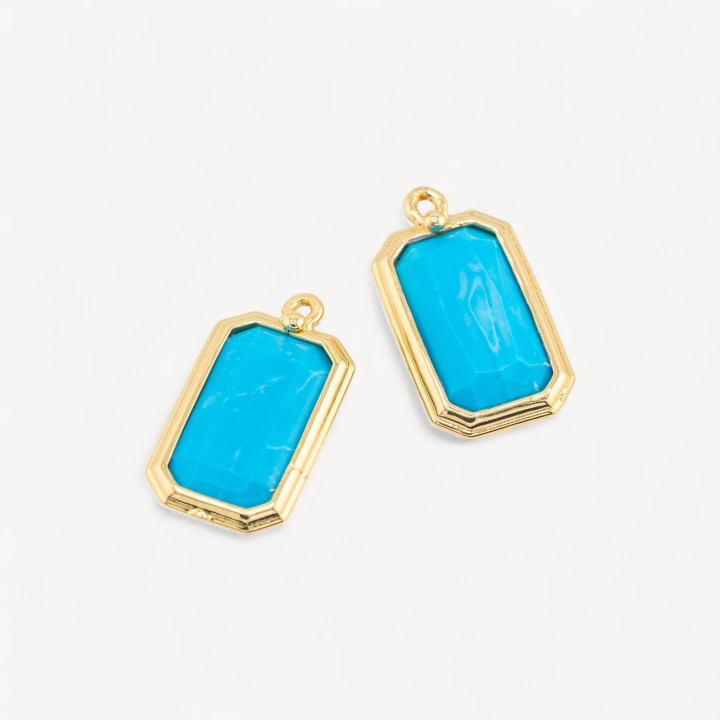 Componente Pendente Di Bronzo Con Pietre Dure Rettangolo 11x20mm 10pz