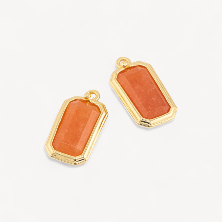 Componente Pendente Di Bronzo Con Pietre Dure Rettangolo 11x20mm 10pz