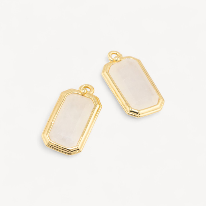 Componente Pendente Di Bronzo Con Pietre Dure Rettangolo 11x20mm 10pz