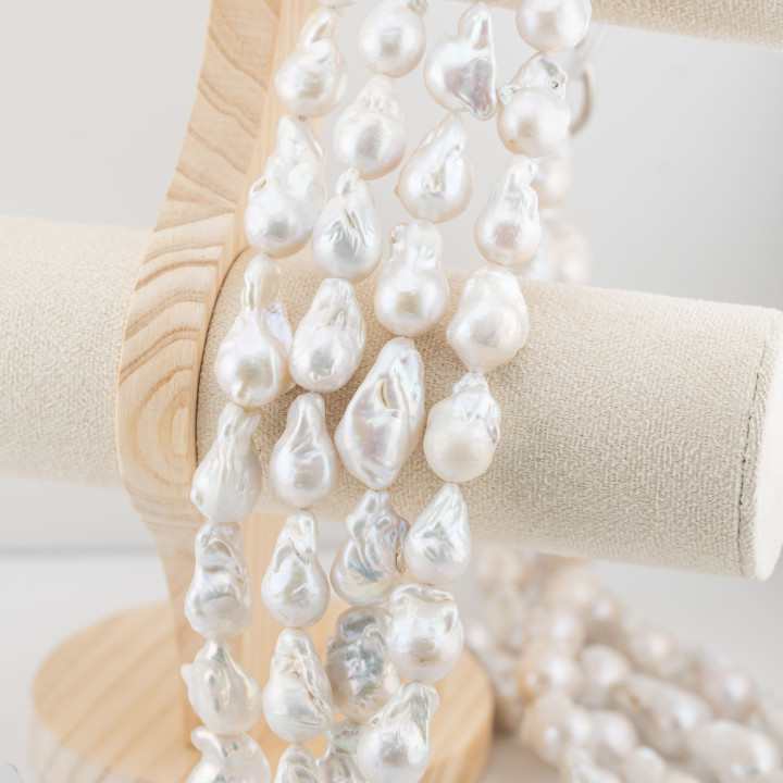 Perles de rivière baroques en forme de larme (NWE) 90-100gr Blanc