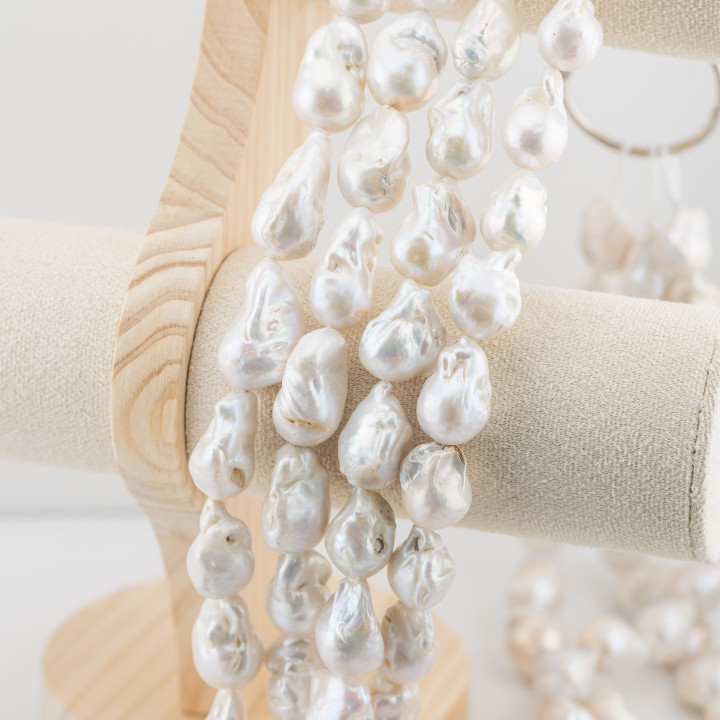 Perles de rivière baroques en forme de larme (NWE) 100-110gr Blanc