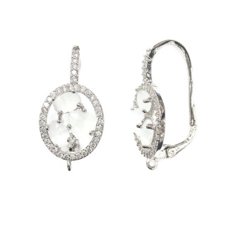 Ovale Crochet Fermé Base de Boucles d'Oreilles en Laiton avec Cat Eye Cabochon Set 13.5x25mm 5 Paires