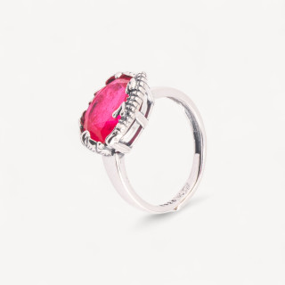 Anello Gioiello In Argento 925 Microfusione Crocco Con Zircone Fucsia Misura Regolabile MOD4475