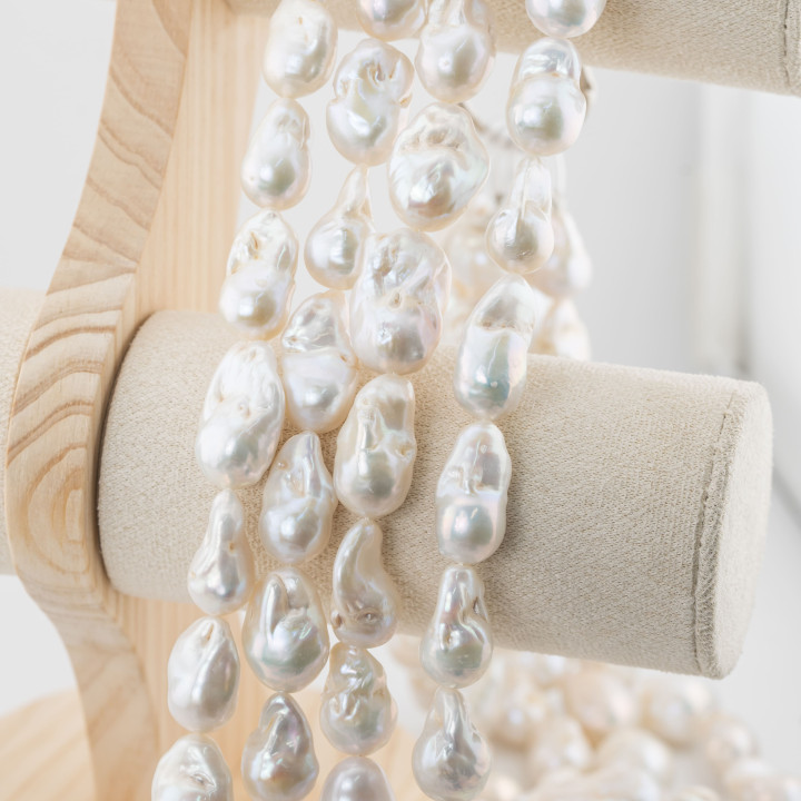 Perle Di Fiume Barocche A Goccia (FWQ) 85-90gr Bianco