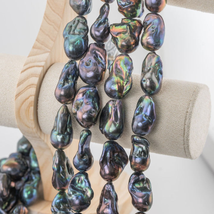 Perle Di Fiume Barocche Naturali TBG Nero Thaiti 110-120gr per Creazioni Gioielli DIY