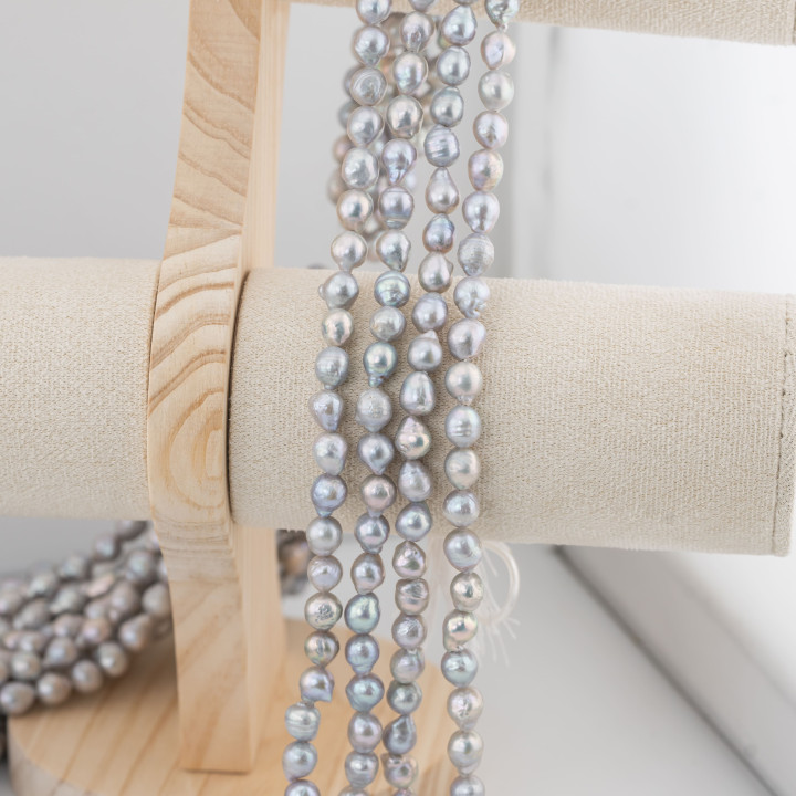 Perle Di Fiume Barocche Goccine 7-7,5mm Grigio