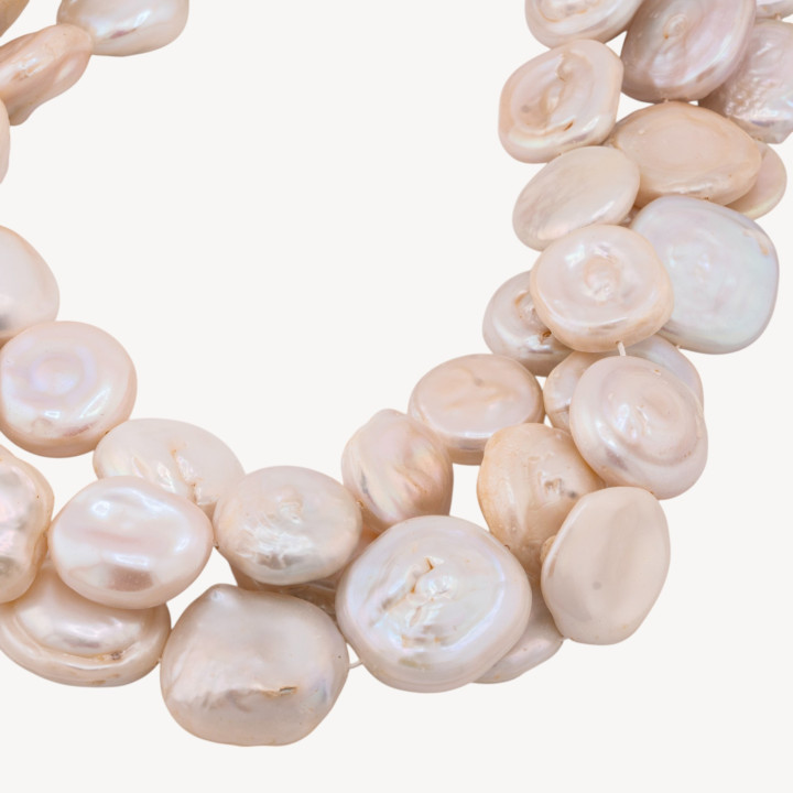 Perle Di Fiume Barocche Piatte Bianche