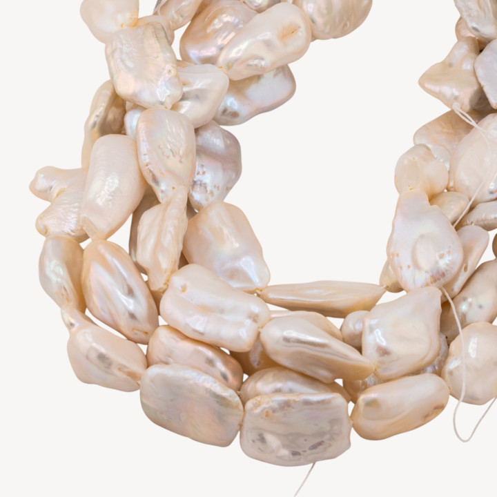 Perle Di Fiume Barocche Piatte Bianche