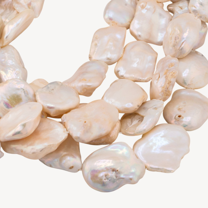 Perle Di Fiume Barocche Piatte Bianche