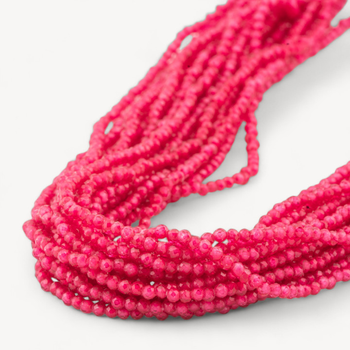 Zirconi Sintetici Perlina Tonda Sfaccettata Diamond Cut 2mm Ruby Fluo