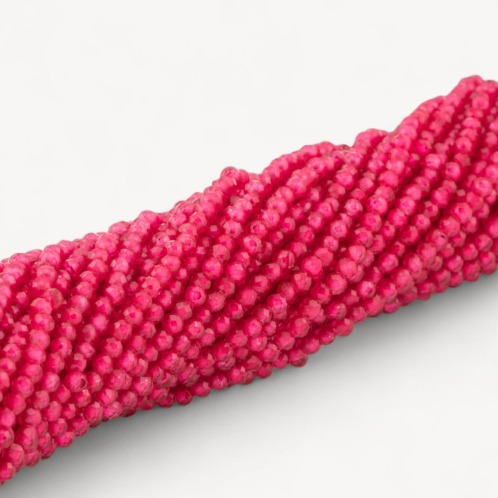 Zirconi Sintetici Perlina Tonda Sfaccettata Diamond Cut 2mm Ruby Fluo