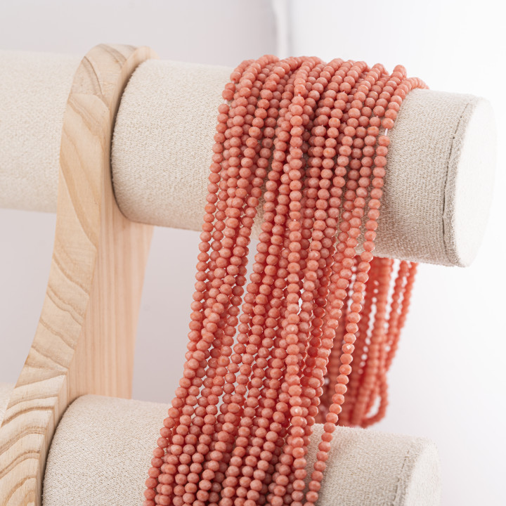 Perline Di Cristalli Rondelle Sfaccettate 3,5x2,5mm 10 FILI Su Filo Di Cotone Pronti all'uso