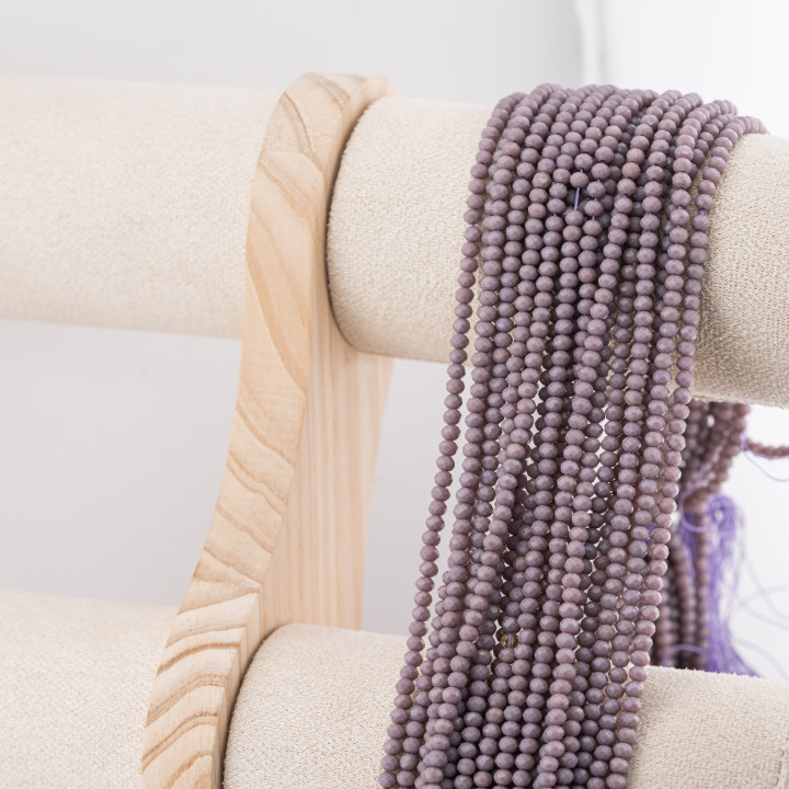 Perline Di Cristalli Rondelle Sfaccettate 3,5x2,5mm 10 FILI Su Filo Di Cotone Pronti all'uso Viola