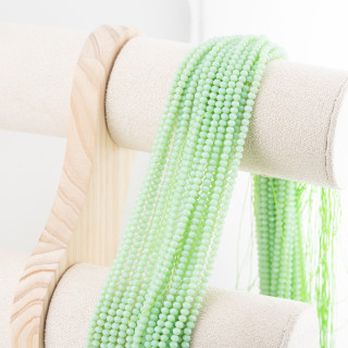 Perline Di Cristalli Rondelle Sfaccettate 3,5x2,5mm 10 FILI Su Filo Di Cotone Pronti all'uso