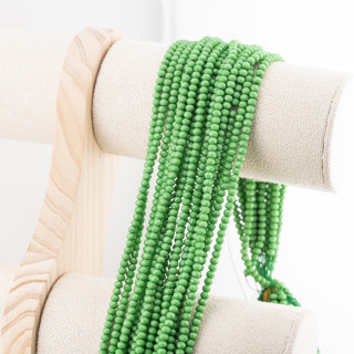 Perline Di Cristalli Rondelle Sfaccettate 3,5x2,5mm 10 FILI Su Filo Di Cotone Pronti all'uso Verde Smeraldo