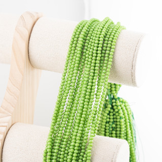 Perline Di Cristalli Rondelle Sfaccettate 3,5x2,5mm 10 FILI Su Filo Di Cotone Pronti all'uso