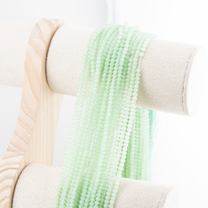 Perline Di Cristalli Rondelle Sfaccettate 3,5x2,5mm 10 FILI Su Filo Di Cotone Pronti all'uso