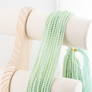 Perline Di Cristalli Rondelle Sfaccettate 3,5x2,5mm 10 FILI Su Filo Di Cotone Pronti all'uso Verde Menta