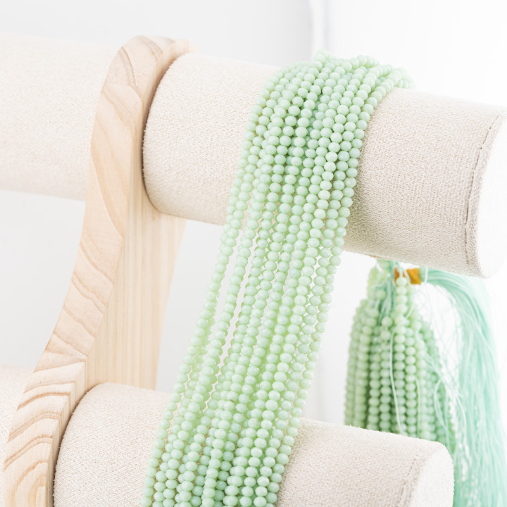 Perline Di Cristalli Rondelle Sfaccettate 3,5x2,5mm 10 FILI Su Filo Di Cotone Pronti all'uso